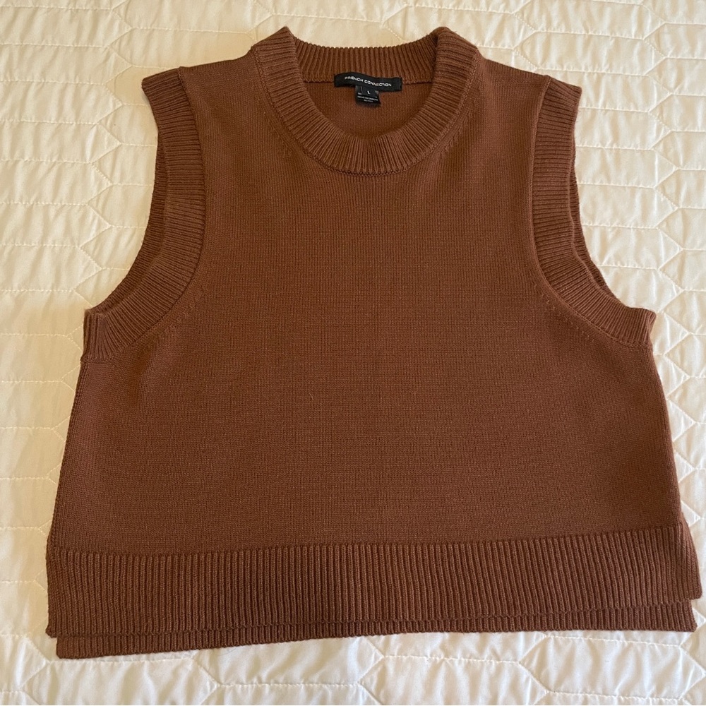 French Connection Brown Sweater Vest Large